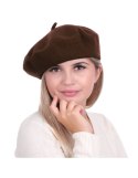 Beret damski w stylu francuskim ciemny brąz