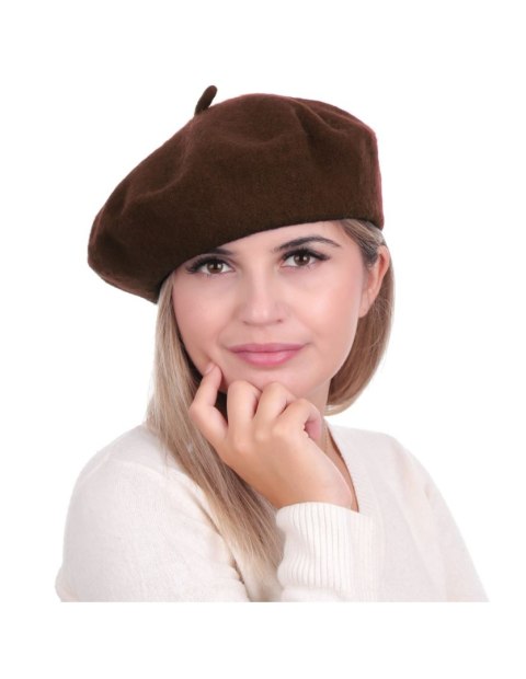 Beret damski w stylu francuskim ciemny brąz Beret damski w stylu francuskim ciemny brąz