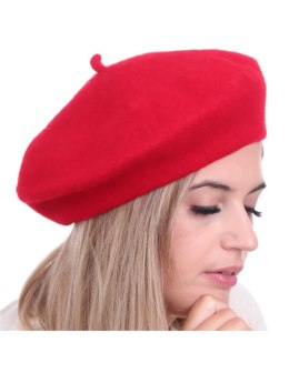 Beret damski w stylu francuskim czerwony