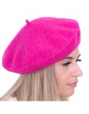 Beret damski w stylu francuskim fuksja