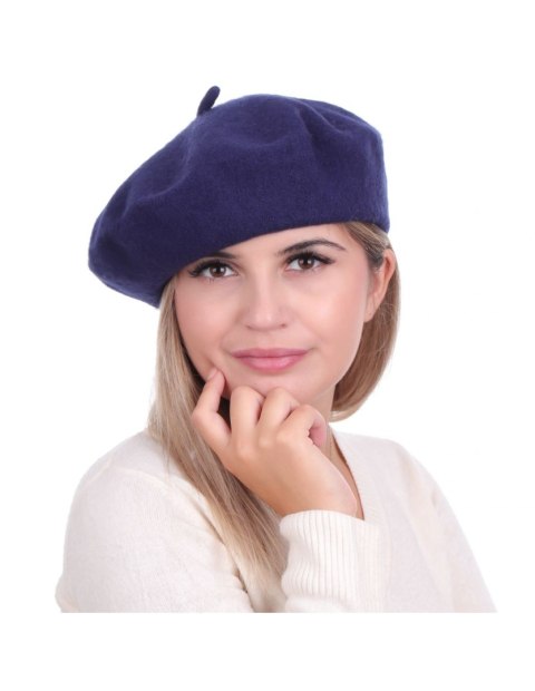 Beret damski w stylu francuskim granatowy Beret damski w stylu francuskim granatowy