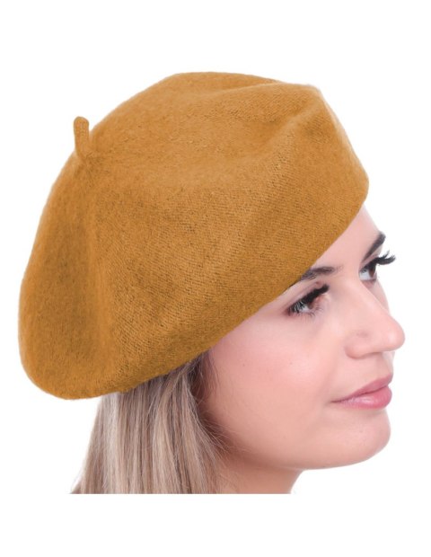 Beret damski w stylu francuskim musztardowy Beret damski w stylu francuskim musztardowy