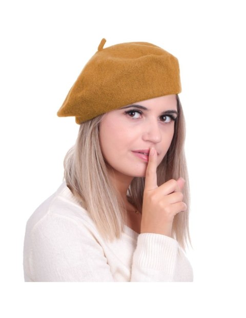 Beret damski w stylu francuskim musztardowy Beret damski w stylu francuskim musztardowy