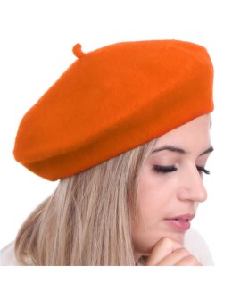 Beret damski w stylu francuskim pomarańczowy