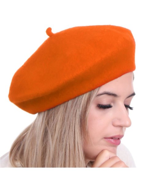 Beret damski w stylu francuskim pomarańczowy Beret damski w stylu francuskim pomarańczowy