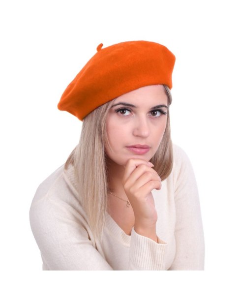 Beret damski w stylu francuskim pomarańczowy Beret damski w stylu francuskim pomarańczowy