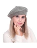 Beret damski w stylu francuskim popielaty