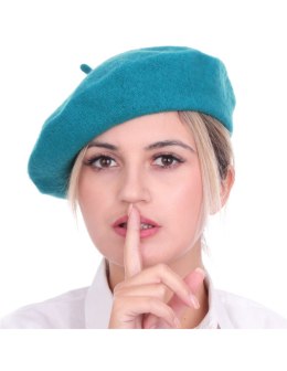 Beret damski w stylu francuskim turkusowy