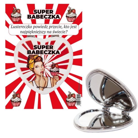 Lusterko kieszonkowe w kształcie serca na blisterku "Super Babeczka" Lusterko kieszonkowe w kształcie serca na blisterku "Super Babeczka"