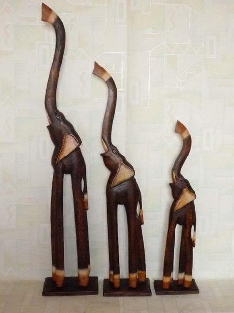 Słoń drewniany 3szt 60/80/100cm TK60/CS171A Słoń drewniany 3szt 60/80/100cm TK60/CS171A