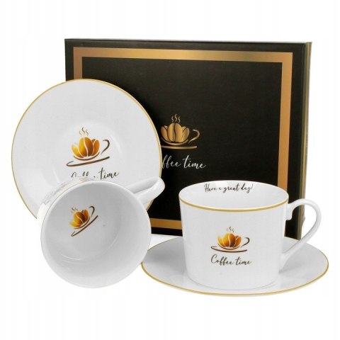 Filiżanka Duo Coffee Time 2szt. porcelana spodki 230ml Filiżanka Duo Coffee Time 2szt. porcelana spodki 230ml