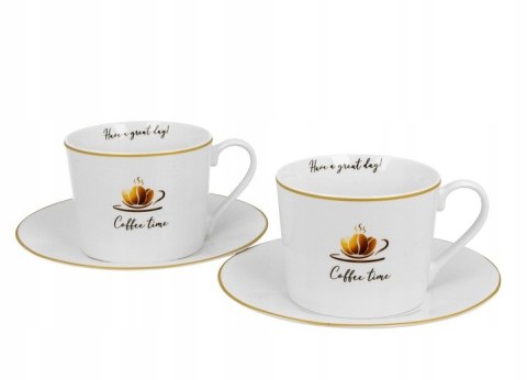 Filiżanka Duo Coffee Time 2szt. porcelana spodki 230ml Filiżanka Duo Coffee Time 2szt. porcelana spodki 230ml
