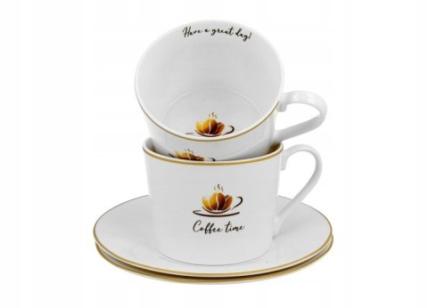 Filiżanka Duo Coffee Time 2szt. porcelana spodki 230ml Filiżanka Duo Coffee Time 2szt. porcelana spodki 230ml
