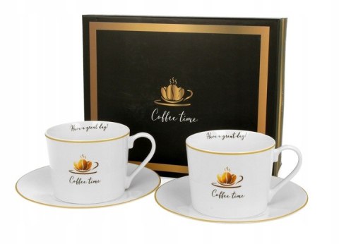 Filiżanka Duo Coffee Time 2szt. porcelana spodki 230ml Filiżanka Duo Coffee Time 2szt. porcelana spodki 230ml