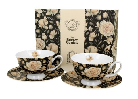 Filiżanki royal ze spodkami komplet 2szt. ENGLISH ROSES BLACK Filiżanki royal ze spodkami komplet 2szt. ENGLISH ROSES BLACK