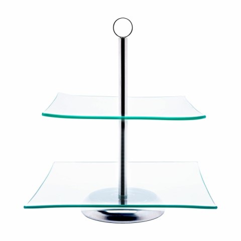 Patera szklana Magdalena 20/25 cm kwadratowa dwupoziomowa Patera szklana Magdalena 20/25 cm kwadratowa dwupoziomowa