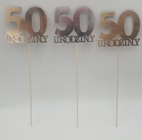 Cyfra na piku 3szt metalizowane 50 złoto/srebro Cyfra na piku 3szt metalizowane 50 złoto/srebro