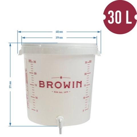Pojemnik fermentacyjny 30 L z pokrywką i kranem 340434 Pojemnik fermentacyjny 30 L z pokrywką i kranem 340434