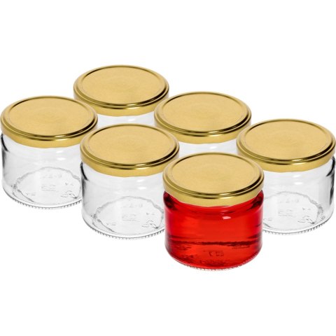 Słoik 330ml z złotą zakrętką fi 82/6 6szt. Słoik 330ml z złotą zakrętką fi 82/6 6szt.