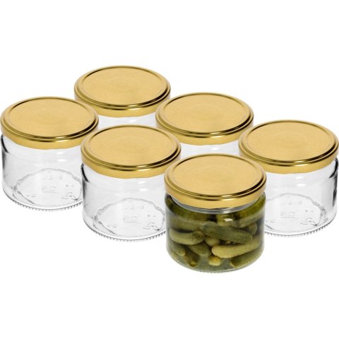 Słoik 330ml z złotą zakrętką fi 82/6 6szt. Słoik 330ml z złotą zakrętką fi 82/6 6szt.