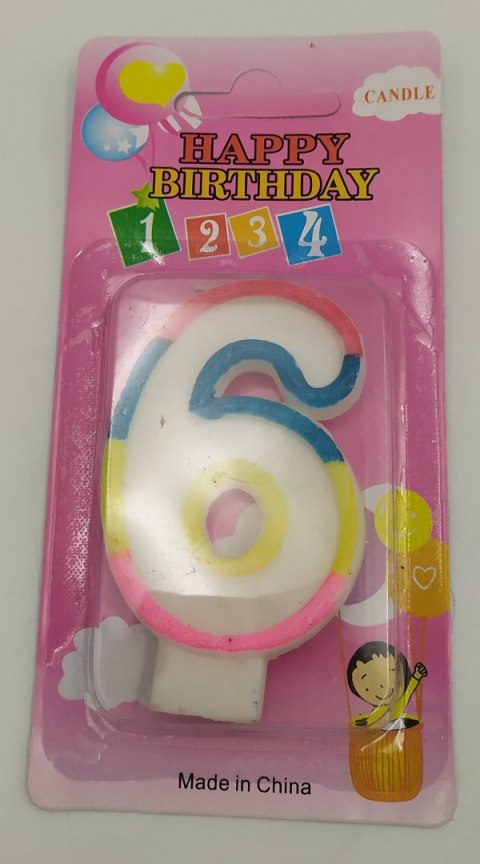 Świeczka cyferka "6" 12szt Świeczka cyferka "6" 12szt
