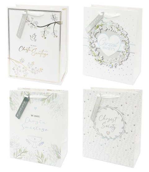 Torba Chrzest biała 17,7x28cm 12szt. | z566 Torba Chrzest biała 17,7x28cm 12szt. | z566