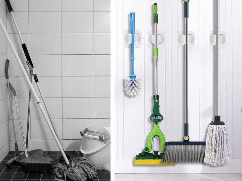 Wieszak 10szt. samoprzylepny uchwyt na szczotkę mop kija | 01896 Wieszak 10szt. samoprzylepny uchwyt na szczotkę mop kija | 01896