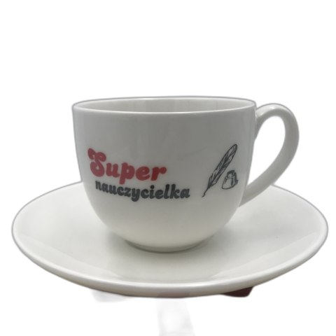 Filiżanka + spodek Super Nauczycielka Filiżanka + spodek Super Nauczycielka