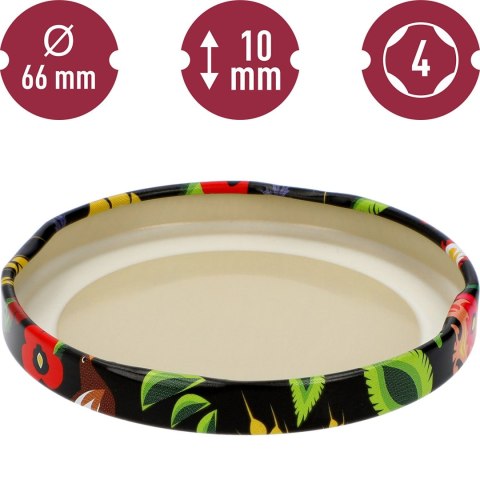 Zakrętka fi 66/4 czarna Folk 10szt. | 136433 Zakrętka fi 66/4 czarna Folk 10szt. | 136433