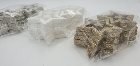 Zawieszki gwiazdki styropianowe brokatowe 10 szt. 471 Zawieszki gwiazdki styropianowe brokatowe 10 szt. 471