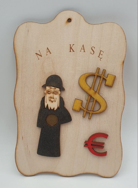 Deska drewniana sklejka '' ŻYD NA KASĘ '' 21 x 14 cm. Deska drewniana sklejka '' ŻYD NA KASĘ '' 21 x 14 cm.