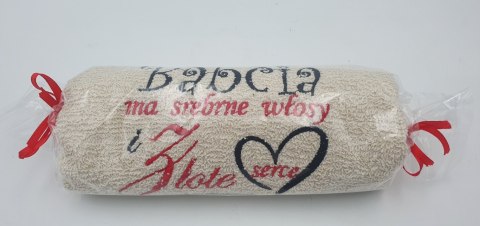 Ręcznik cukierek 50 x 100 cm Babcia ma srebrne włosy i złote serce Ręcznik cukierek 50 x 100 cm Babcia ma srebrne włosy i złote serce