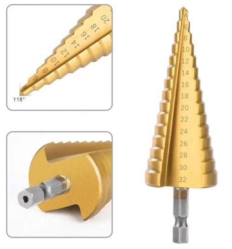 Wiertła stożkowe 3szt. 4-32mm NZ16 Wiertła stożkowe 3szt. 4-32mm NZ16