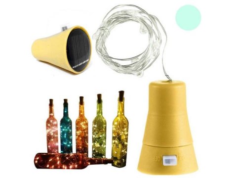 Oświetlenie solar korek do butelki lampka 10 led ZIMNY KOLOR XJ4664 Oświetlenie solar korek do butelki lampka 10 led ZIMNY KOLOR XJ4664