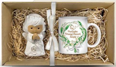 Komplet w pudełku kubek 330ml + aniołek 12cm KONWALIA KOMUNIA ŚW Komplet w pudełku kubek 330ml + aniołek 12cm KONWALIA KOMUNIA ŚW
