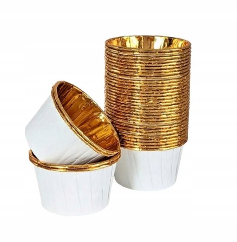Papilotki kubeczki BIAŁO ZŁOTE 50x40 mm / 50 szt 9721 Papilotki kubeczki BIAŁO ZŁOTE 50x40 mm / 50 szt 9721