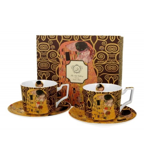 2 filiżanki luxury ze spodkami THE KISS BROWN G Klimt 2 filiżanki luxury ze spodkami THE KISS BROWN G Klimt