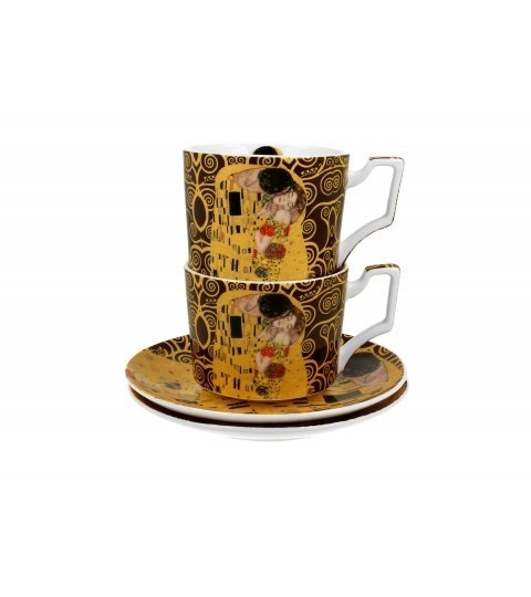 2 filiżanki luxury ze spodkami THE KISS BROWN G Klimt 2 filiżanki luxury ze spodkami THE KISS BROWN G Klimt