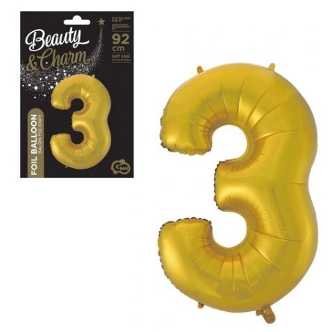 Balon foliowy B&C cyfra 3 szampański 85cm CH-B8H3 Balon foliowy B&C cyfra 3 szampański 85cm CH-B8H3