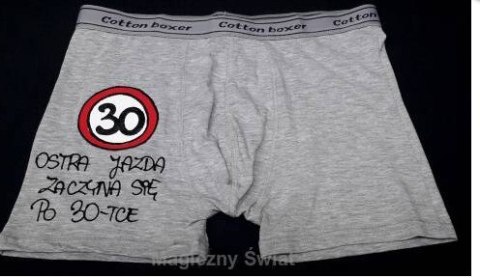Bokserki ręcznie malowane Ostra Jazda Zaczyna się po 30-tce Bokserki ręcznie malowane Ostra Jazda Zaczyna się po 30-tce