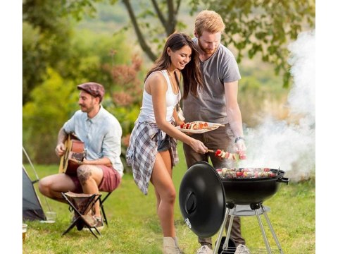 Grill węglowy brykietowy ogrodowy kółka pokrywa okrągły zamykany przenośny Grill węglowy brykietowy ogrodowy kółka pokrywa okrągły zamykany przenośny