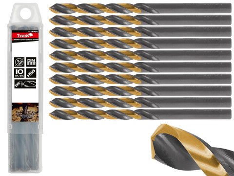 Wiertło 10szt. czarno-złote do metalu HSS 5.00mm Wiertło 10szt. czarno-złote do metalu HSS 5.00mm