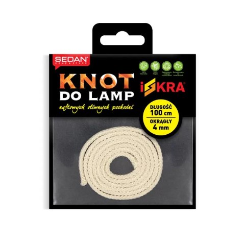 Knot do lampy naftowej oliwnej i pochodni okrągły 4mm/100cm Knot do lampy naftowej oliwnej i pochodni okrągły 4mm/100cm