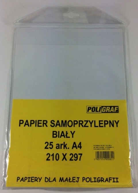Papier samoprzylepny 25szt. A4 BIAŁY 210 x 297 Papier samoprzylepny 25szt. A4 BIAŁY 210 x 297