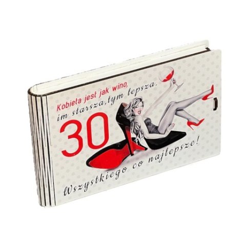 Pudełko na pieniądze 16,5 x 9,5cm banknotówka na 30 urodziny SZPILKA 3302-SZ30 Pudełko na pieniądze 16,5 x 9,5cm banknotówka na 30 urodziny SZPILKA 3302-SZ30