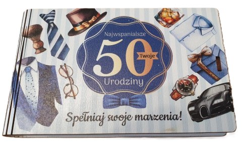 Pudełko na pieniądze 16 x 9,5cm banknotówka na 50 urodziny PAN GADŻET 3302-PNG50 Pudełko na pieniądze 16 x 9,5cm banknotówka na 50 urodziny PAN GADŻET 3302-PNG50
