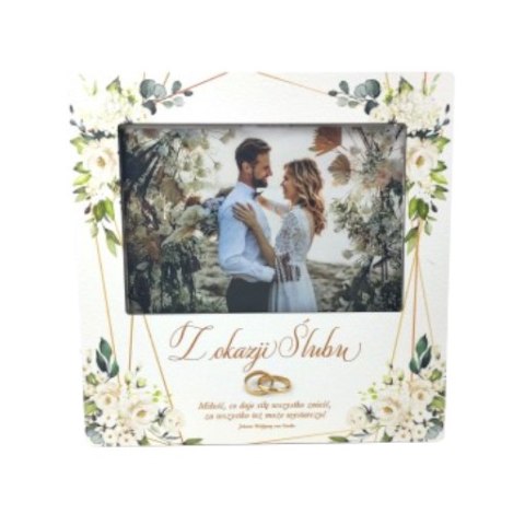 Ramka na zdjęcia 10 x 15cm dla Młodej Pary Ślub seria Kwiat Ecru 3310-KE Ramka na zdjęcia 10 x 15cm dla Młodej Pary Ślub seria Kwiat Ecru 3310-KE