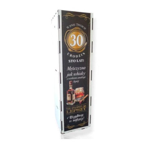 Skrzynka pudełko 33,5 x 9,5cm na butelkę alkoholu 30 Urodziny WHISKY 3311-WY30 Skrzynka pudełko 33,5 x 9,5cm na butelkę alkoholu 30 Urodziny WHISKY 3311-WY30
