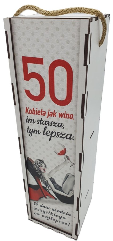 Skrzynka pudełko 33,5 x 9,5cm na butelkę alkoholu 50 Urodziny kolor SZPILKA 3311-SZ50 Skrzynka pudełko 33,5 x 9,5cm na butelkę alkoholu 50 Urodziny kolor SZPILKA 3311-SZ50