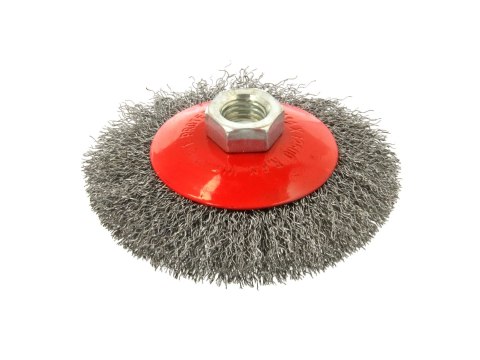 Szczotka druciana obrotowa boczna 100mm M14 drut karbowany stalowy G00597 Szczotka druciana obrotowa boczna 100mm M14 drut karbowany stalowy G00597